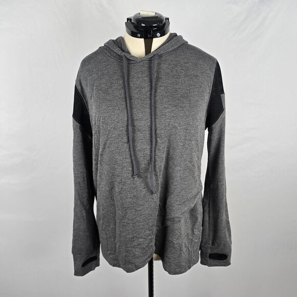 Frumos Activewear Hoodie Women's Large Gray Drawstrings Thumb Holes Layered - Picture 1 of 14